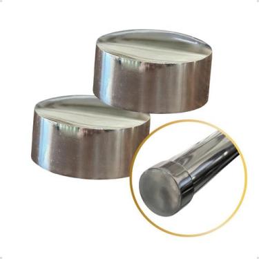 Imagem de Kit Ponteira Tampa 19mm Alumínio Varão Cortina Simples Suiço Tampão 2 