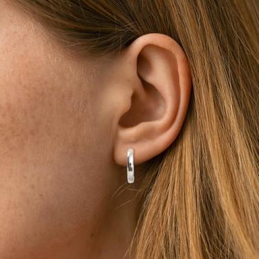 Imagem de Brincos de argola de prata/ouro para mulheres, pequenos brincos ovais banhados a ouro da moda, brincos de ouro/brincos de prata joias, standard, Cobre, Sem pedra preciosa