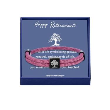 Imagem de Pulseira Happy Retirement com árvore da vida, presentes exclusivos de aposentadoria para mulheres, homens, mãe, tia, avó, professor, chefe, colega de trabalho, One Size, Aço inoxidável, aço inoxidável