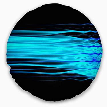 Imagem de Design azul brilhante fractal ondas abstratas sala de estar, sofá, almofada de alta qualidade + capa de almofada impressa em ambos os lados 50 cm