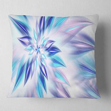Imagem de Design azul claro fractal espiral flor abstrata sala de estar, sofá, almofada de alta qualidade + capa de almofada impressa em ambos os lados 66 cm x 66 cm