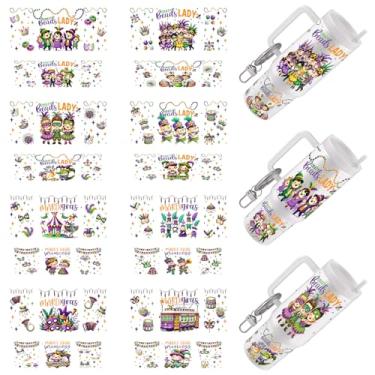 Imagem de DORSBABY Papel de transferência UV DTF - 16 folhas de adesivos de transferência a frio de Mardi Gras para chaveiros de motel. Papel de transferência impermeável para esfregar, adesivos de