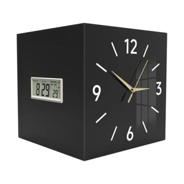 Imagem de Wswqop Relógio de Parede de Canto, Relógio Digital, Acrílico, Visor de Temperatura, Mês, Data E Semana para Sala de Jantar, Escritório, Escritório, Decoração, Preto