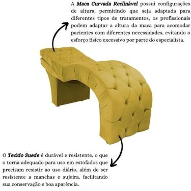 Imagem de Maca Estofada Reclinável Sobrancelhas Cílios Suede Simaria Cor:amarelo