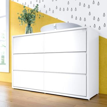 Imagem de Cômoda Infantil 6 Gavetas Coleção Wood Divicar Branco