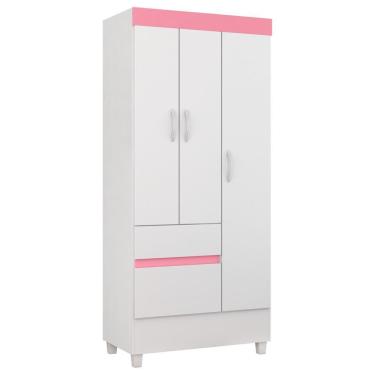 Imagem de Guarda Roupa 3 Portas 2 Gavetas Wind D02 Branco/rosa/Branco