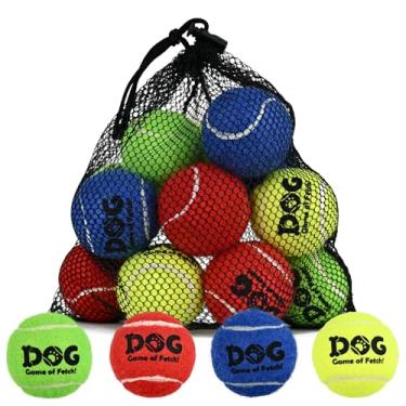 Imagem de AMA SPORT Bolas de tênis pequenas para cães, pacote com 12, 5 cm, várias cores, bolas de tênis para cachorros, brinquedos pequenos, projetadas para cães flutuantes, caça na água, buscar diversão