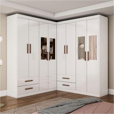 Imagem de Closet Casal Duplo Lu 8 Portas 4 Gavetas Com Espelho Branco