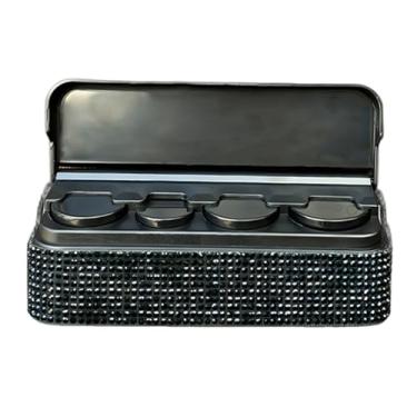 Imagem de UHANBUT Porta-moedas Bling para carro, organizador de moedas automotivo portátil de strass de cristal com 4 compartimentos, caixa de armazenamento universal de carros cintilantes dispensador de