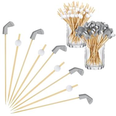 Imagem de 400 palhetas de coquetel de golfe, espetos temáticos de golfe, palitos de bambu para coquetéis, palitos para aperitivos, enfeite de cupcake, sanduíche de frutas