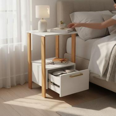 Imagem de Mesa Auxiliar Escritório/Mesa Cabeceira 100% MDF 1 Gaveta 40cm Industr