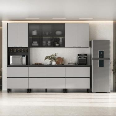 Imagem de Cozinha Completa Itatiaia Lumina 270cm em Madeira MDF Grafite/Fendi