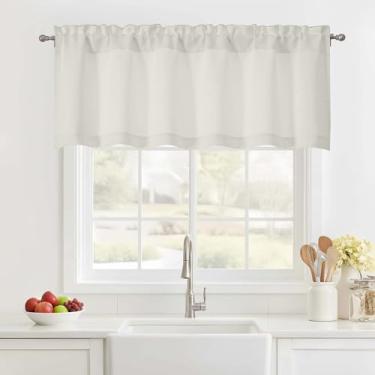 Imagem de Ebesto Saia natural para janelas de 45,7 cm de comprimento, cortina de cozinha curta com filtro de luz para porão de lavanderia de banheiro, bolso duplo com isolamento térmico, 1 peça, 152 cm L x 45