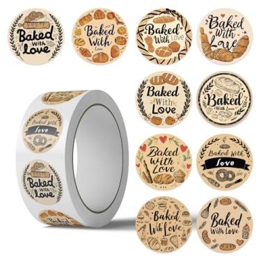 Imagem de 500 peças adesivos de panificação padaria 10 estilos rolos adesivos de biscoito de desenho animado lembrancinhas de festa adesivos de vinil à prova d'água (500 por rolo)
