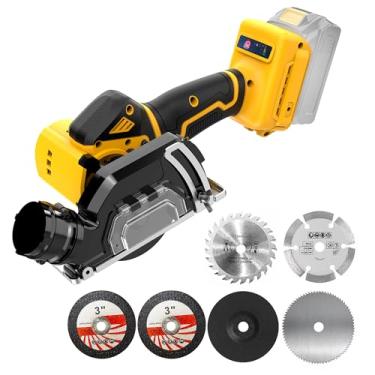 Imagem de Ferramenta de corte sem fio de 7,6 cm compatível com bateria DeWalt 20 V MAX (sem bateria), mini serra circular compacta sem escova com lâminas de 7,6 cm, 19000 RPM, capa removível contra poeira para
