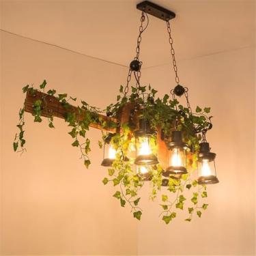 Imagem de Lustre Americano Pastoral LED Industrial Retrô Criativo Música Restaurante Bar Cafeteria Loja de Chá Loja de Roupas Decoração Plantas Verdes Luminária Pendente (VA 6 Lâmpadas)