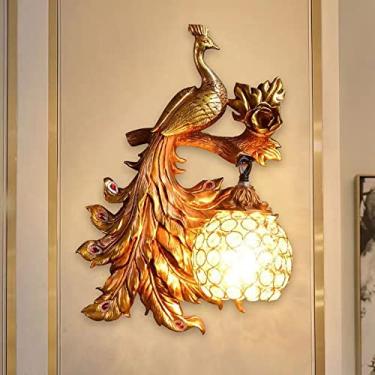 Imagem de Luminária de parede LED American Creative Art Peacock para sala de estar, quarto, escritório, casa de campo, hotel, quarto infantil, corredor (FB Esquerda)