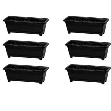 Imagem de kit 6 Und Vaso Floreira Jardineira Preta 9,5 Litros Horta Mudas Cacto Tempero Plantas- Ideal para Varanda, Apartamento e Jardim