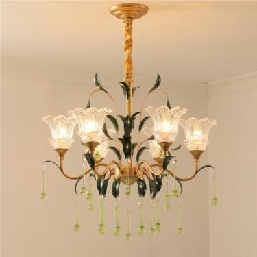 Imagem de Lustre Pastoral Francês Americano Floral Criativo para Sala de Estar, Restaurante, Quarto, Villa, Café, Loja de Roupas, Casa, Luminária Pendente LED Decorativa (IB 6 Lâmpadas)