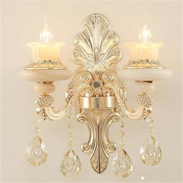Imagem de Luminária de parede contemporânea de cristal para interiores, estilo europeu, luxuosa, com LED, para decoração de sala de estar, quarto, escritório, quarto modelo, hotel, casa de campo, corr