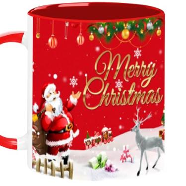 Imagem de ERYUWOZA Canecas de café de Natal, impressão de imagens de Natal em 360 graus, embalagem de caixa de presente, caneca de presente de Natal para mulheres e homens, vermelha, 325 ml (pacote com 1)