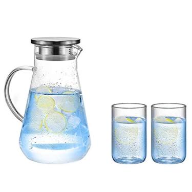 Imagem de YWangQiang Jugs Conjunto de jarros de água fria jarro de vidro resistente ao calor jarro multiuso filtro doméstico jarro de chá jarro de grande capacidade jarro de suco doméstico 1600 ml (cor