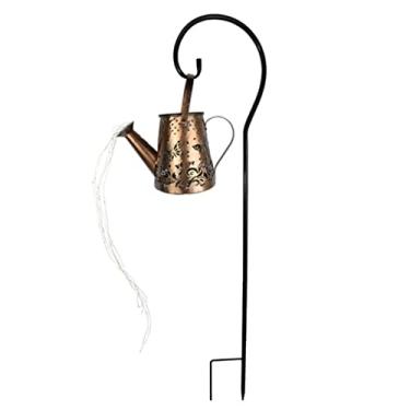 Imagem de ZABEES Regador de plantas, regador, luzes solares, regador com borboleta, lâmpada de borboleta com suporte, luzes de chaleira de ferro forjado, equipamento de irrigação de jardim