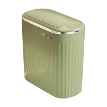 Imagem de Bothyi Lixeira de banheiro com tampa, lixeira premium à prova d'água, cesto de lixo para debaixo da mesa, armário, pia, ateliê, lavanderia, vaso, Verde