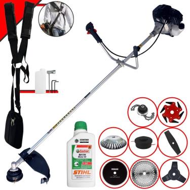 Imagem de Roçadeira Robusta Toyama RT43LB-25A À Gasolina 43cc 1,7HP Para Todos os Tipos de Trabalho Com Carretel Nylon + Kit de 7 Opções de Cortes + ÓLEO STIHL