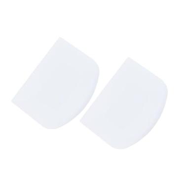 Imagem de Raspador de bancada de plástico para assar - 2 raspadores brancos - Raspadores de massa flexíveis seguros para alimentos, multiuso, boa aderência, cortador de massa curvado e de borda plana