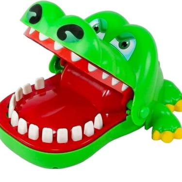 Imagem de Jogo Jacaré Dentista Clássico, Brinquedo Divertido de Ação e Reflexos, Verde e Vermelho, Para Crianças Acima de 3 Anos