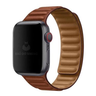 Imagem de Pulseira Elos Couro Doce de Leite Compatível Com Apple Watch - Baú do 