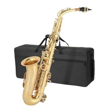 Imagem de Instrumento de saxofone profissional de latão, instrumento de saxofone alto, fácil de tocar, adequado para iniciantes e adultos com acessórios (dourado)