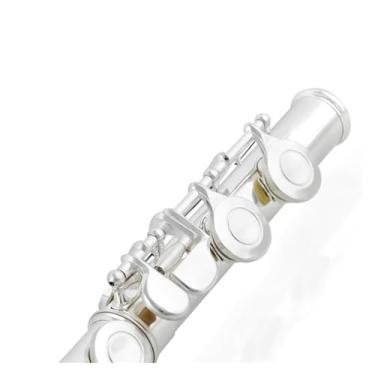 Imagem de Flauta de instrumento de flauta de desempenho profissional flauta banhada a prata chave E chave C flauta de cobre branca