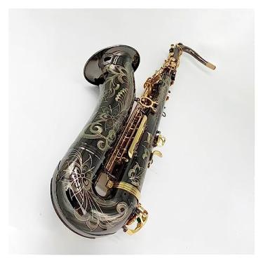 Imagem de Saxofone Tenor Profissional Ouro Preto B-key Escultura Profunda Padrão de Jazz Instrumento Sax Tenor