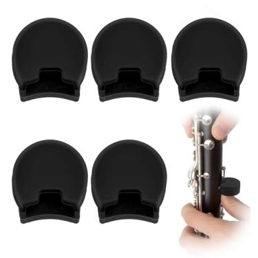 Imagem de 5 peças de almofada de descanso de polegar para clarinete, protetor de polegar de silicone macio para clarinete e oboé, serve na maioria dos acessórios de clarinetes, preto