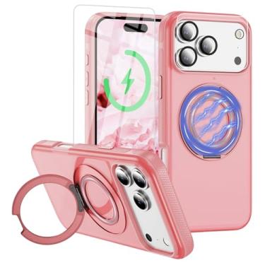 Imagem de Bonkier Capa para iPhone 17 Pro Max [compatível com Magsafe] [proteção contra quedas de grau militar de 15 pés] com protetor de tela e protetor de lente, capa de telefone com suporte à prova de choque