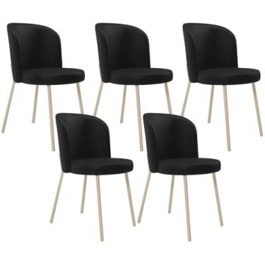 Imagem de Kit 05 Cadeiras Para Sala de Jantar Cozinha Estofada Gavi Arena L02 Couríssimo Preto - Lyam Decor