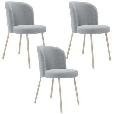 Imagem de Kit 03 Cadeiras Para Sala de Jantar Cozinha Estofada Gavi Arena L02 Bouclê Cinza - Lyam Decor