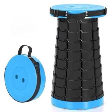 Imagem de Banco Dobravel Portatil Com Alca Telescopica Banquinho Retratil Ajustavel Para Pesca Camping Banheiro Eventos E Viagens (01-azul)