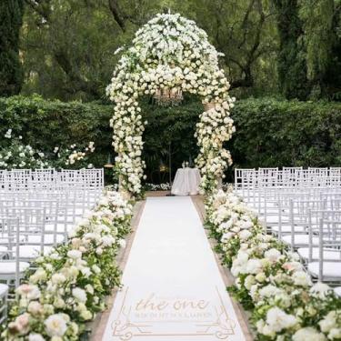 Imagem de FrenzyBird Corredor de corredor espesso para cerimônia de casamento Passarela branca para decoração de igreja de casamento em ambientes internos e externos, festas de Halloween também podem usar um