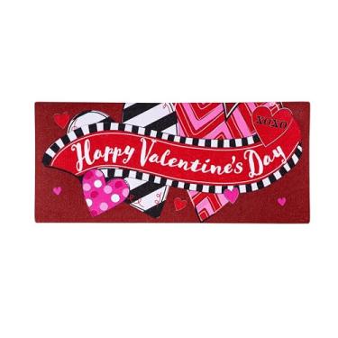 Imagem de Evergreen Happy Valentine's Day Sassafrás - Inserções de tapete de interruptor intercambiáveis, entrada externa, tapetes internos para entrada, capacho sassafrás de 55 x 25 cm (namorados)