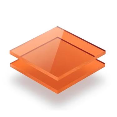 Imagem de Chapa de Acrílico Laranja Fluorescênte 2mm 100x100cm Placa Premium Transparente Cast Virgem 100 por cento de Pureza | 1,0x1,0m Comunicação Visual | Dobrável | Corte a Laser | 1000x1000mm