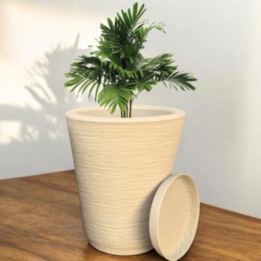 Imagem de Vaso Planta Flor Decorativo Jardim Polietileno Coluna Redonda 28x23 (Bege)