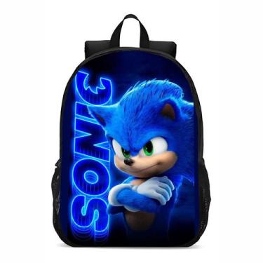 Imagem de Mochila Bolsa Escolar Sonic Azul filmes e Séries Novidade - Genérica, 