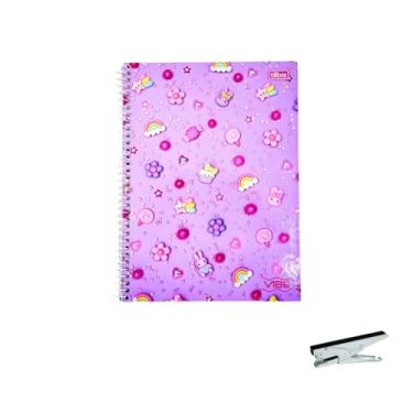 Imagem de Kit Caderno Universitário Vibe Feminino 10M 160F Tilibra + Grampeador Alicate HP45