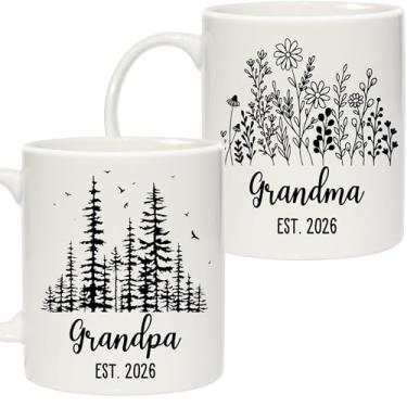 Imagem de Breezy Valley Caneca de café para avós, avó avô EST 2026 presentes novos avós - anúncio de gravidez para avós, primeira vez avô para ser presente, conjunto de canecas para vovós nova avó
