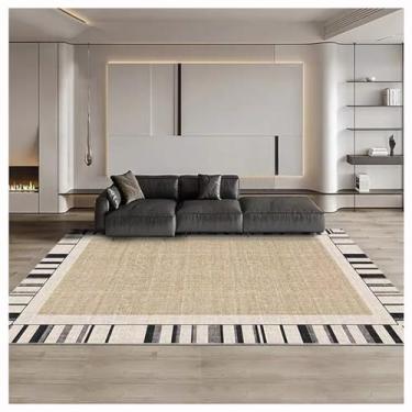 Imagem de SPXMQSS Tapetes de sala de estar, laváveis à máquina, tapetes macios para quarto, sala de estar, antiderrapante, para cozinha, quarto, sala de jantar, escritório, bege/cinza
