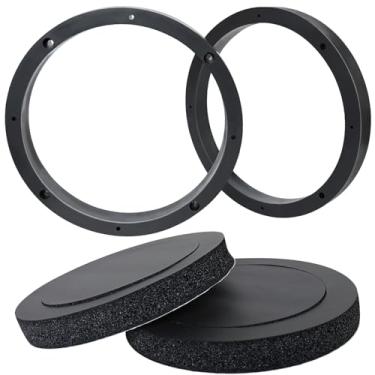 Imagem de Fiegromech Espaçador de alto-falante de 6,5 cm, suporte de montagem de anel de alto-falante de porta de carro de plástico sólido com espaçadores de espuma autoadesivos de 16,5 cm kit adaptador de