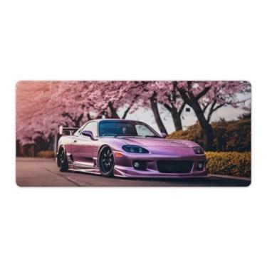 Imagem de JDM Car Rx7 Flor de cerejeira rosa tapete de mouse pad antiderrapante grande material de escritório tapete de mesa de borracha impermeável para escritório jogo casa 40 x 90 cm